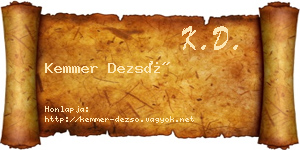 Kemmer Dezső névjegykártya
